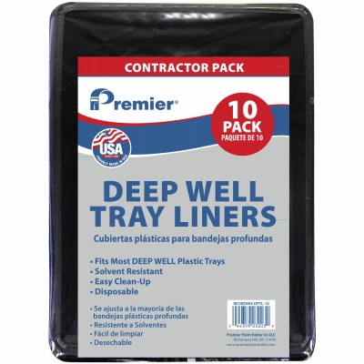 Plastic Deep-Well Paint Tray Liners, 2 Quart Capacity, Pack of 10