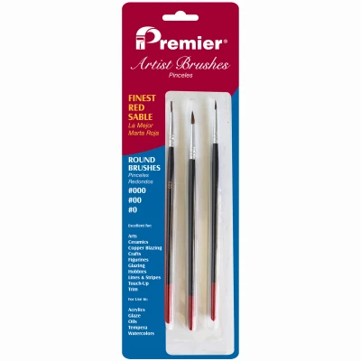Red Sable Paint Brushes, 3-Pk.