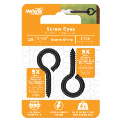 #8 Lag Screw Eye, Black, 1-5/8 In.