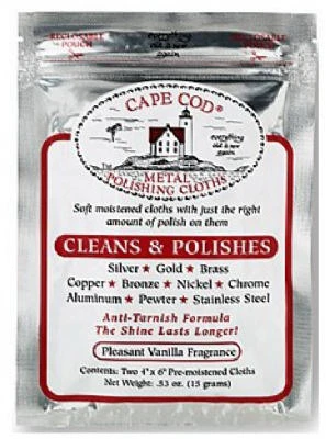 Metal Polishing Cloths, Vanilla-Scent, 4 x 6 In., 2-Pk.