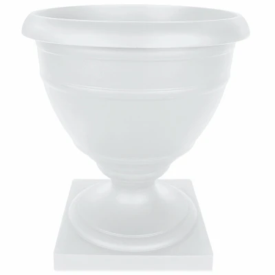Urn Planter, White Resin, 16 Inch With Detachable Base