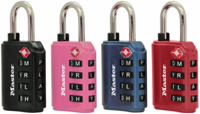TSA Word Luggage Lock with 4 Letter Dial, 1-3/8-In., Assorted Colors