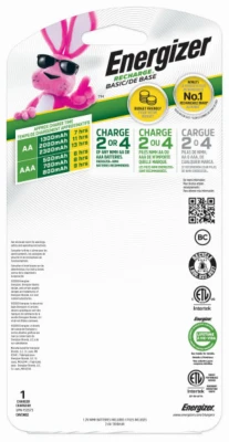 Battery Charger For AA & AAA Rechargeable Batteries + 2 AA Batteries