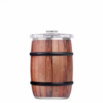 Double Whiskey Barrel Insulated Tumbler with Lid, Dark Oak, 24 oz.