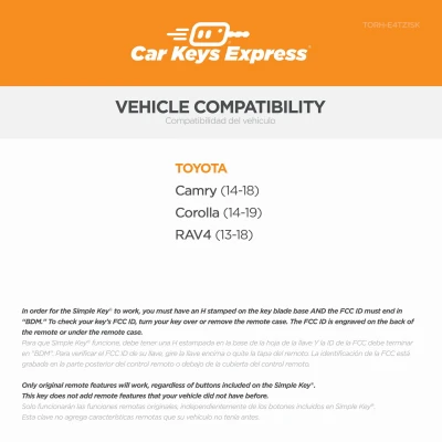 Simple Key Programmer and Car Remote Key Combination for Select Toyota Models