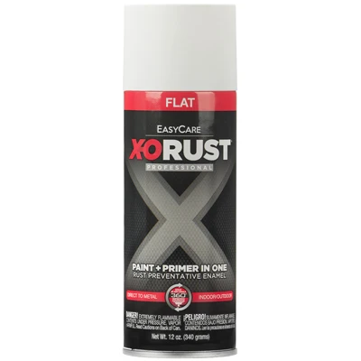 X-O Rust Anti-Rust Enamel Spray Paint & Primer, White Flat, 12 oz.