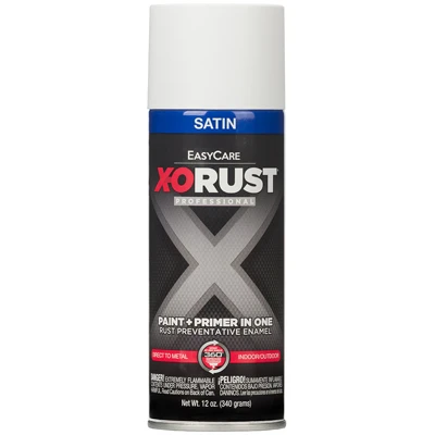 X-O RUST Anti-Rust Enamel Spray Paint & Primer, White Satin, 12-oz.