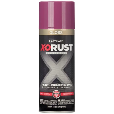 X-O Rust Anti-Rust Enamel Spray Paint & Primer, Safety Purple Gloss, 12 oz.