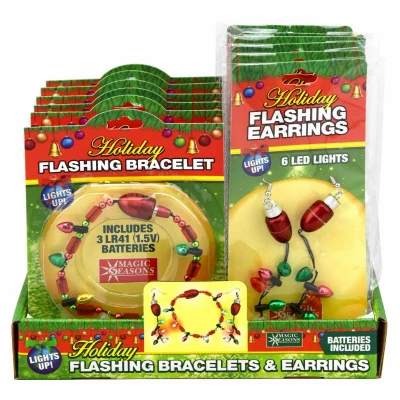 LED Flashing Christmas Bracelet & Earrings