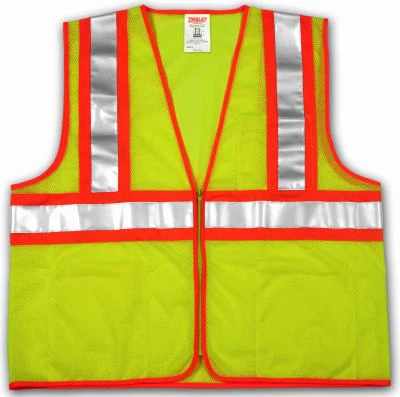 Job Sight Safety Vest, Lime Yellow Mesh Polyester, Size Extra Extra Large to Extra Extra Extra Large