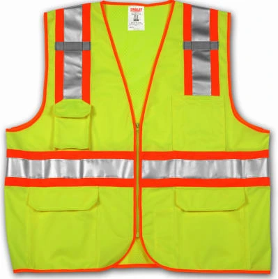 Job Sight Hi-viz Vest, Ansi 107 Class Ii, Lime/yellow Polyester Mesh, Small/medium