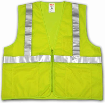 Job Sight Safety Vest, Lime/yellow Mesh Polyester, Xxl-xxxl, Ansi Class Ii