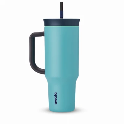 Travel Tumbler, Stainless Steel, Splash Zone (Grey/Teal), 40 oz.