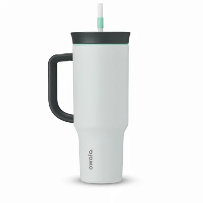 40 Ounce Stainless Steel Travel Tumbler in Cloudscape Grey and White