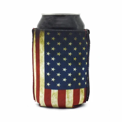 American Flag Rustic Design Can Koozie Insulator for Beverage Cans