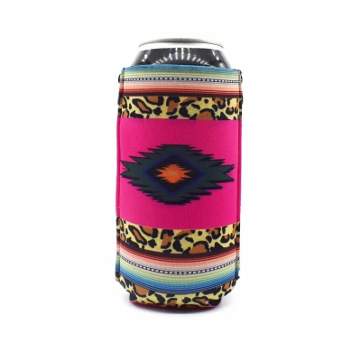 Leopard Print Serape Pattern Can Koozie Insulator Sleeve