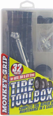 Tire Repair Kit With Tools, Plugs, Patches, And Valve Accessories