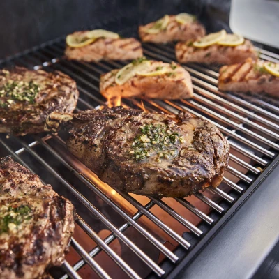 Genesis S-415 Four Burner Natural Gas Grill with Forty Eight Thousand BTU and Stainless Steel Construction