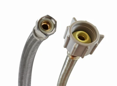 9 Inch Braided Stainless Steel Toilet Connector with 3/8 Inch Compression to 7/8 Inch Female Ballcock Thread