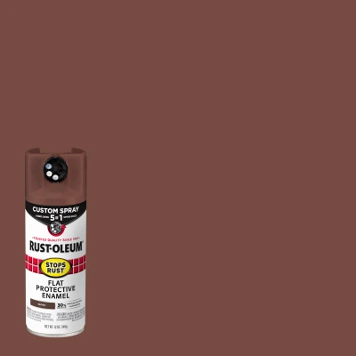 Stops Rust Custom Spray 5-in-1 Spray Paint, Flat Brown, 12 oz.