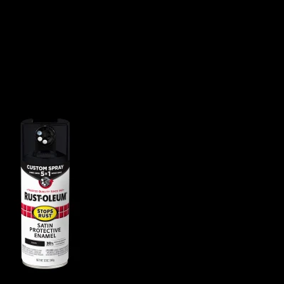 Stops Rust Custom Spray 5-in-1 Spray Paint, Satin Black, 12 oz.