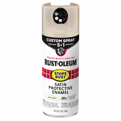 Stops Rust Custom Spray Paint 5-in-1 Protection Satin Shell White 12 Ounce