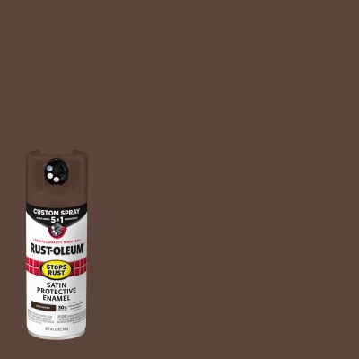 Stops Rust Custom Spray 5-in-1 Spray Paint, Satin Dark Brown, 12 oz.