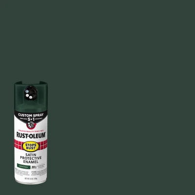 Stops Rust Custom Spray 5-in-1 Spray Paint, Satin Hunter Green, 12 Oz. Can