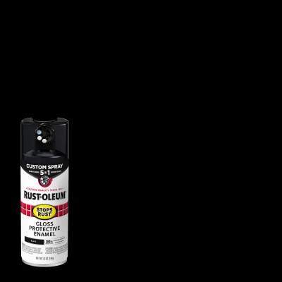 Stops Rust Custom Spray 5-in-1 Spray Paint, Gloss Black, 12 oz.