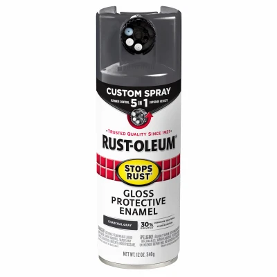 Stops Rust Custom Spray Paint 5-in-1 Protective Gloss Charcoal Gray 12 Ounce
