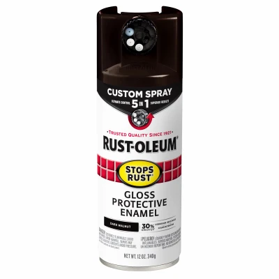 Stops Rust Custom Spray Paint 5-in-1 Protective Gloss Dark Walnut 12 Ounce