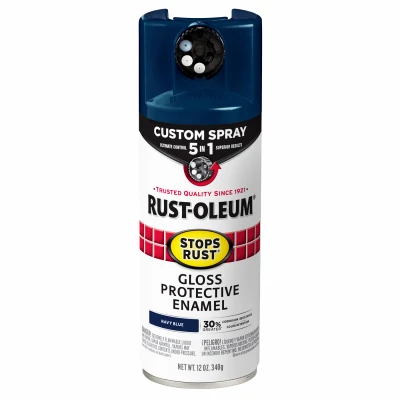 Stops Rust Custom Spray Paint 5-in-1 Protective Gloss Navy Blue 12 Ounce Can