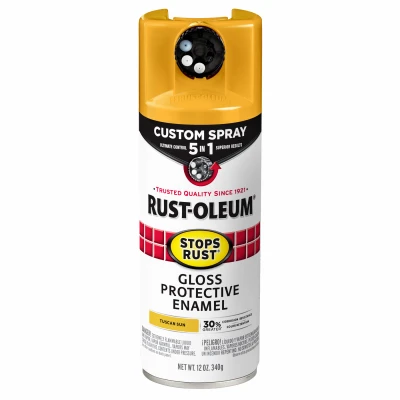 Stops Rust Custom Spray Paint 5-in-1 Protective Gloss Finish Tuscan Sun 12 Ounce