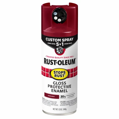 Stops Rust Custom Spray Paint 5-in-1 Rust Preventative Gloss Burgundy 12 Ounce