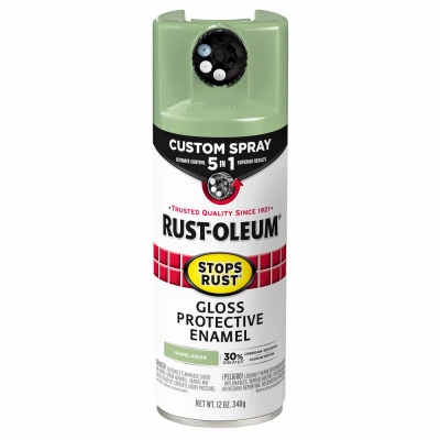 Stops Rust Custom Spray Paint 5-in-1 Protective Gloss Laurel Green 12 Ounce