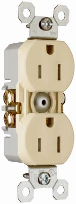 Pass & Seymour Grounded Duplex Outlet, 15-Amp 125-Volt , Ivory, 10-Pk.