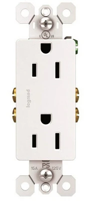 Pass & Seymour Decorator Outlet, 15-Amp 125-Volt , White, 10-Pk.