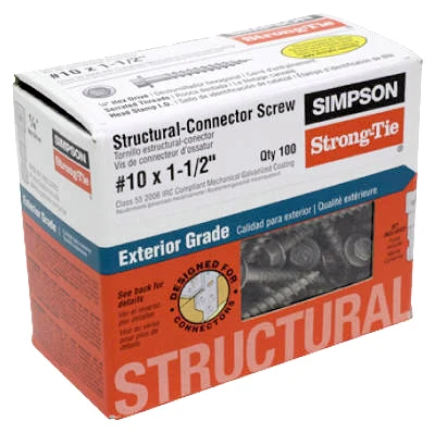 Connector Screw, #10 x 1-1/2 In., 100-Pk.