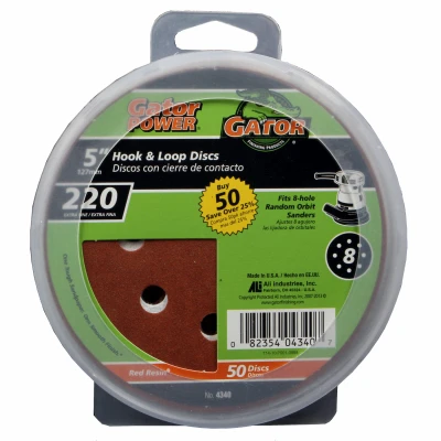 220-Grit Hook & Loop Sanding Discs, 5 In., 50-Pk.