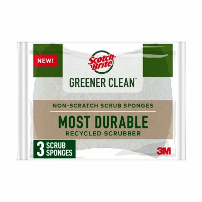 Greener Clean Non-Scratch Scrub Sponge, 3.3 x 2.6 In., 3-Pk.