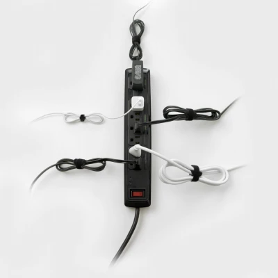 One-Wrap Strip with Tab, Black, 8 x 1/2 In., 5-Ct.