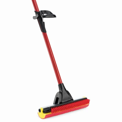 Roller Sponge Mop with Scrub Brush, Steel Handle
