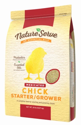 Medicated Chick Starter Grower Feed with Essential Oils, 20 Lbs.