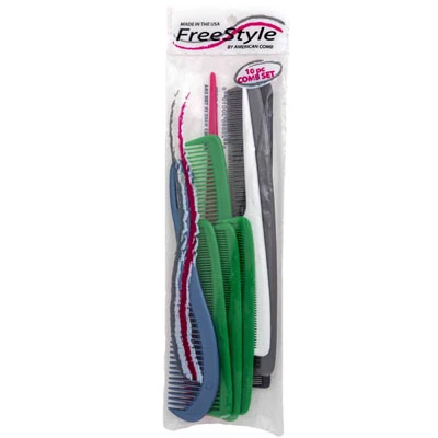 10-Piece Assorted Hair Comb Set with Various Styles and Sizes
