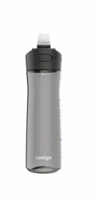 Plastic Water Bottle, Autospout Lid, Gray, 24 oz.