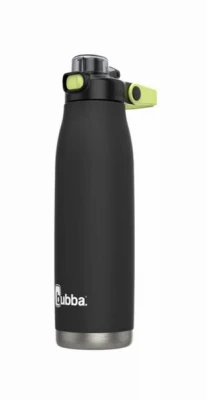 Radiant Push Button Water Bottle, Rubberized, Licorice Black, 32 oz.