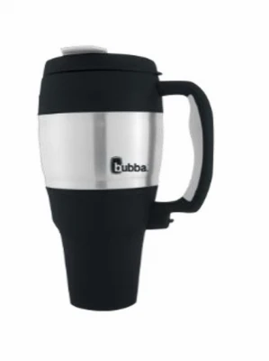 Travel Mug, Black Stainless Steel, 34 oz.