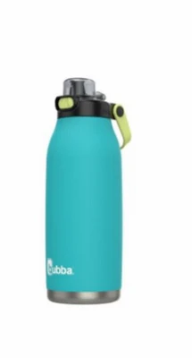 Radiant Push Button Water Bottle, Rubberized, Teal, 40 oz.