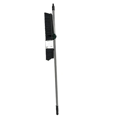 24 In. Push Broom, Soft & Stiff Bristles, 59 In. Steel Handle