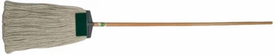 Floor Mop with 16 Ounce Cotton Head and Scrubber, 60 Inch Wood Handle
